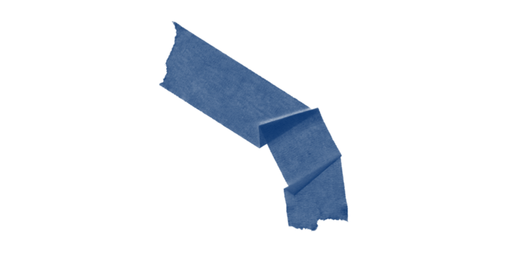 Torn navy blue tape floating suspended against a black canvas with minimalist composition in cool