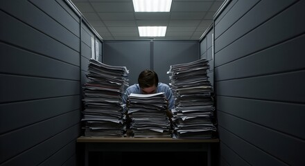 Overwhelmed: A Man Drowning in Paperwork