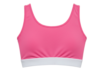 Pink sports bra with white band activewear apparel fitness clothing workout gear exercise attire seamless design yoga top gym wear