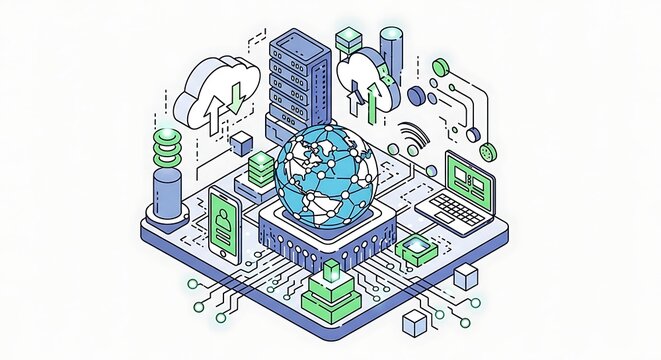 Global Technology Network and Digital Transformation Concept.