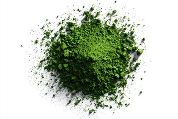 Green powder, scattered, on white