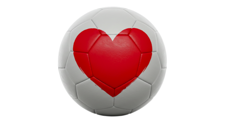 A soccer ball with a heart symbol, representing love for the game or passion for sport. The design is simple yet impactful, making a statement of affection for the sport. 