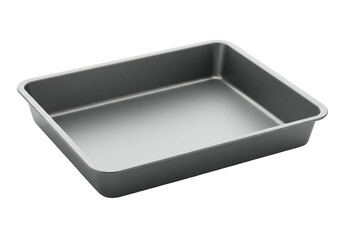 Rectangular baking tray metal baking pan empty roasting tin silver food container kitchen utensil cooking equipment grey metal tray empty dish