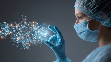 Medical Professional with Network Connection Visualization