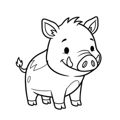 Fototapeta premium Cartoon coloring picture of wild boar