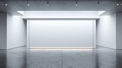 Obraz premium Modern Empty Gallery Space with White Walls and Polished Concrete Floor for Art Exhibition
