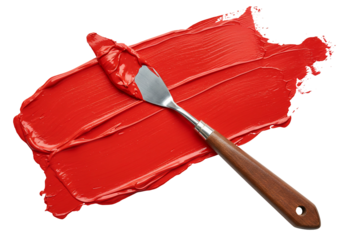 Red paint texture with palette knife artist supplies creative art