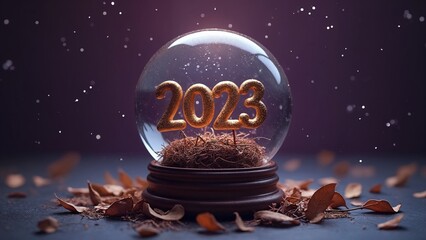 A snow globe with the number 2023 written on it.