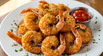 Crispy Fried Shrimp with Spicy Ketchup.