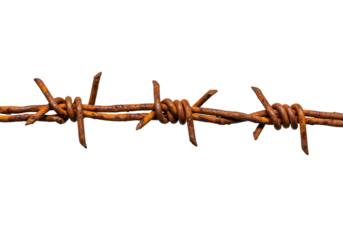 Rusty barbed wire on transparent background