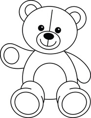 Cute teddy bear illustration, children’s toy vector, simple line art drawing, stuffed animal design, black outline cartoon style, playful childhood symbol