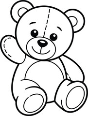  Cute teddy bear outline illustration, cartoon toy bear drawing, children’s plush doll design, stuffed animal vector, adorable kids coloring page, playful bear artwork