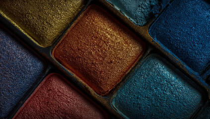 Fototapeta premium A close-up shot of an elegant eyeshadow palette, showcasing its vibrant colors and intricate design