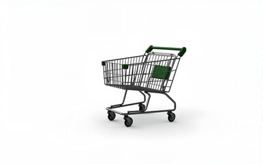 Empty metal shopping cart isolated on a plain background. High quality