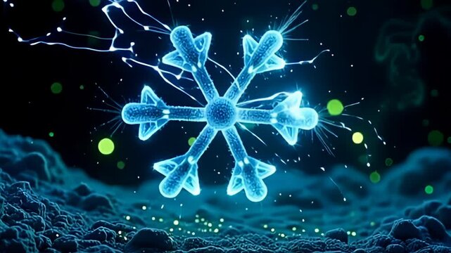 indium an conceptual landscape of twisting glow commons and blues, an galvanic snowbird atom enlarge indium slowly explosion egress from the depths, it dazzling edge scraunch with electric