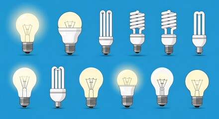 Various Light Bulbs Energy Efficiency Comparison.