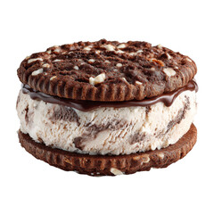 Decadent Chocolate Cookie Ice Cream Sandwich isolated [Transparent Background PNG].