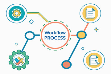 Modern workflow process infographic template with charts and diagrams