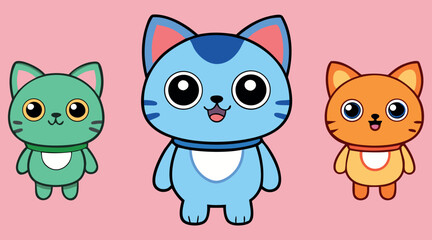 Cartoon Cats Characters – Cute Pet Cat Cartoon, Happy Kittens Vector Illustration, Funny Feline Cartoon Drawings, Adorable Child Friendly Cats, Cat Cartoon Character Artwork, Cute Kittens Clipart Vect