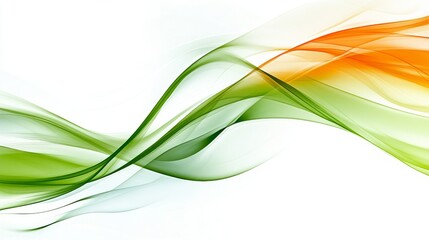 Abstract Translucent Green and Orange Curved Bands on White
