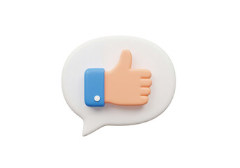 Thumbs up symbol in speech bubble 3 d render