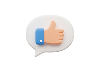 Thumbs up symbol in speech bubble 3 d render