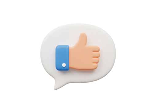 Thumbs up symbol in speech bubble 3 d render