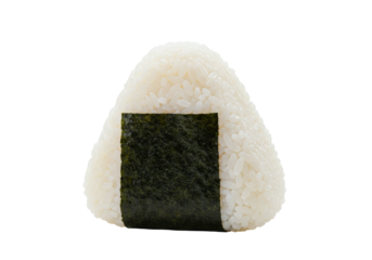 Triangular rice ball food photography onomatopoeia