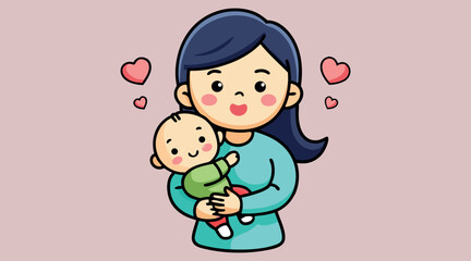 Baby with Mother Cartoon – Parenting, Family, Love, Care, Infant, Warmth, Bond, Tender, Parenting, Cartoon, Motherhood, Kid, Heartwarming, Parenting, Nurture, Affection, Sweet, Adorable

