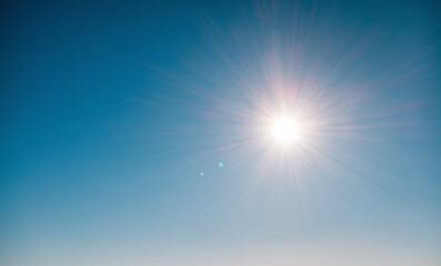 Obraz premium A clear sky with sun shining bright, Hot weather, high temperature