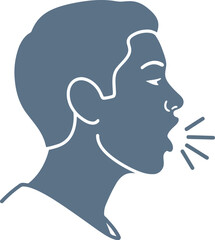 Profile head silhouette speaking expressing sound waves vector