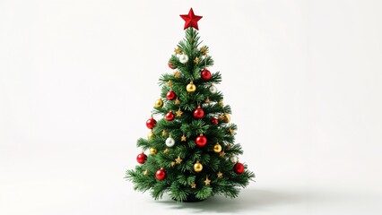 Fototapeta premium A small christmas tree with a red star on top of it.