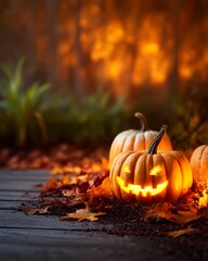 Cozy Jack-O’-Lantern on Autumn Deck