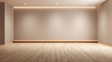 Minimalist Room Interior with Wooden Floor and Neutral Walls, Ideal for Product Display and Modern Design