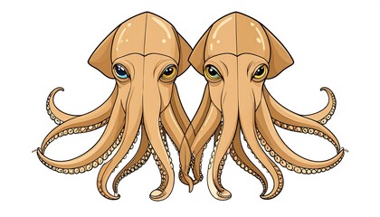 Two Octopuses Face Each Other