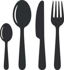 Modern cutlery set silhouette dining utensils flatware vector vector