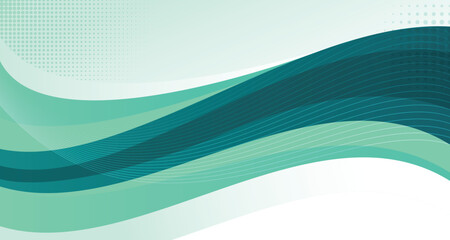 Abstract background with blue and teal waves in dynamic flow illustration. Smooth blending gradient wallpaper for company or corporate banner, meeting, and presentation