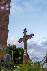 Historic iron cross at whalers&rsquo; cemetery, Borkum, Germany
