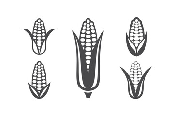 Isolated Corncob Icons, Agricultural Maize Harvest, Fresh Ingredient,