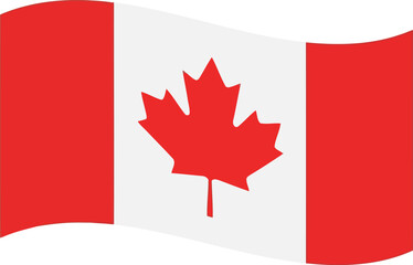 Waving canadian flag maple leaf national symbol red white patriotism vector