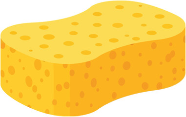 Bright yellow kitchen sponge cleaning tool household item vector