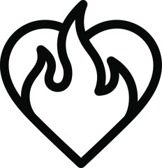 Burning heart icon love passion flame symbol vector