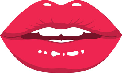 Glossy pink lips kiss beauty makeup fashion close up vector
