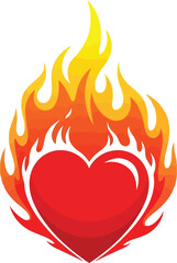 Fiery heart symbol flame passion love abstract illustration vector