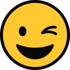 Smiling winking emoji face happy joyful expression cartoon icon vector