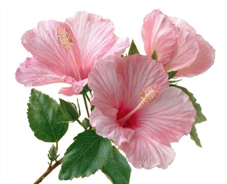 Delicate pink hibiscus blossoms