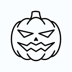 Outlined Halloween Pumpkin with Scary Features in Monochrome Design