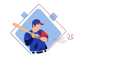 Obraz premium Baseball player hitting a ball vector illustration on a white background for sports graphic