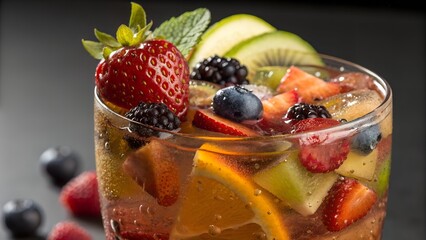 Fruity Cocktail Close-Up – Refreshing Colorful Drink, High-Resolution Studio Photo