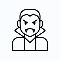 Minimalistic Outline Icon of an Angry Vampire Character With Fangs